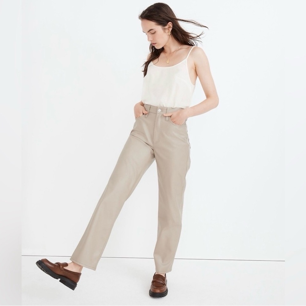 Madewell The Perfect Vintage Straight Jean Faux Leather Edition Pumice NWT Sz 28 - Picture 1 of 11